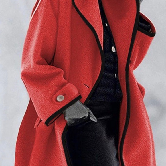 STRIPED PANAL BUTTON DESIGN FAUX WOOL JACKET - Picture 1 of 3